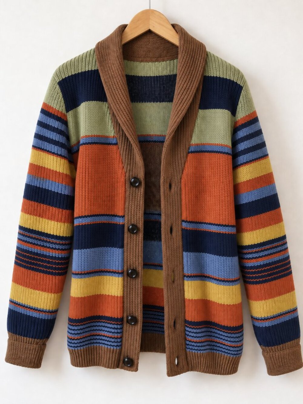 Men’s Multicolor Striped Shawl Collar Cardigan Sweater XL NWOT